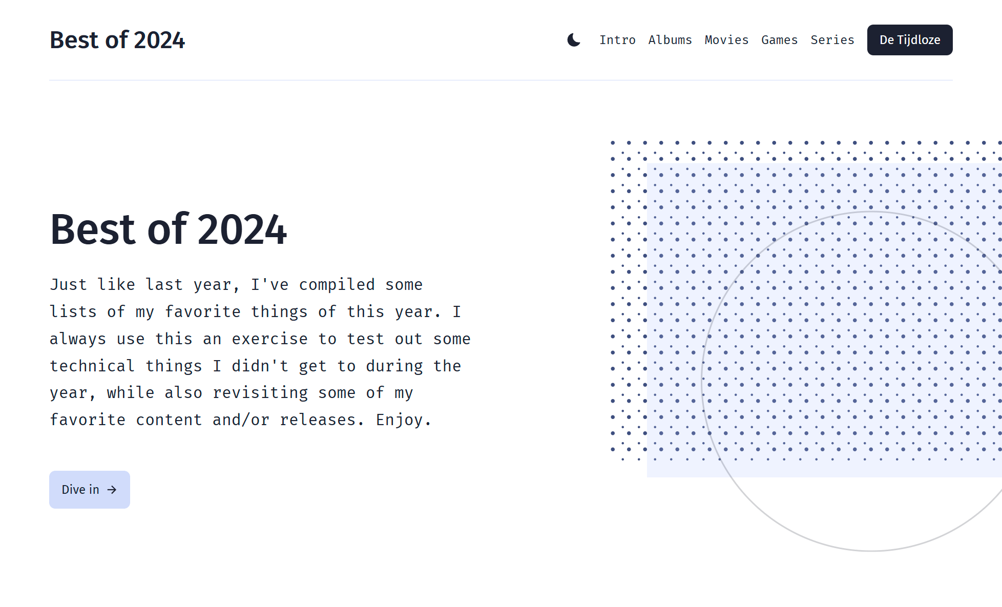 Screenshot of Best of 2024 in light mode