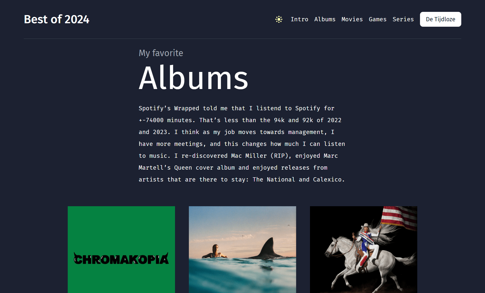 Screenshot of Best of 2024