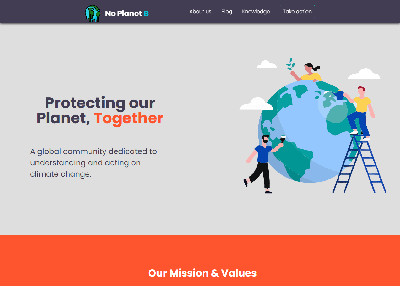 Screenshot of No Planet B info page