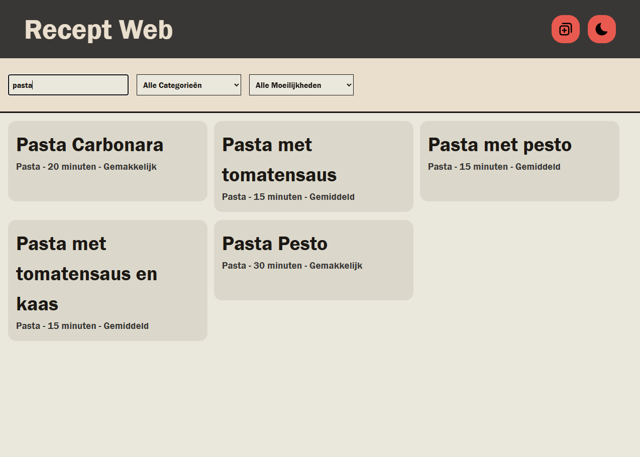 Screenshot of Recept Web