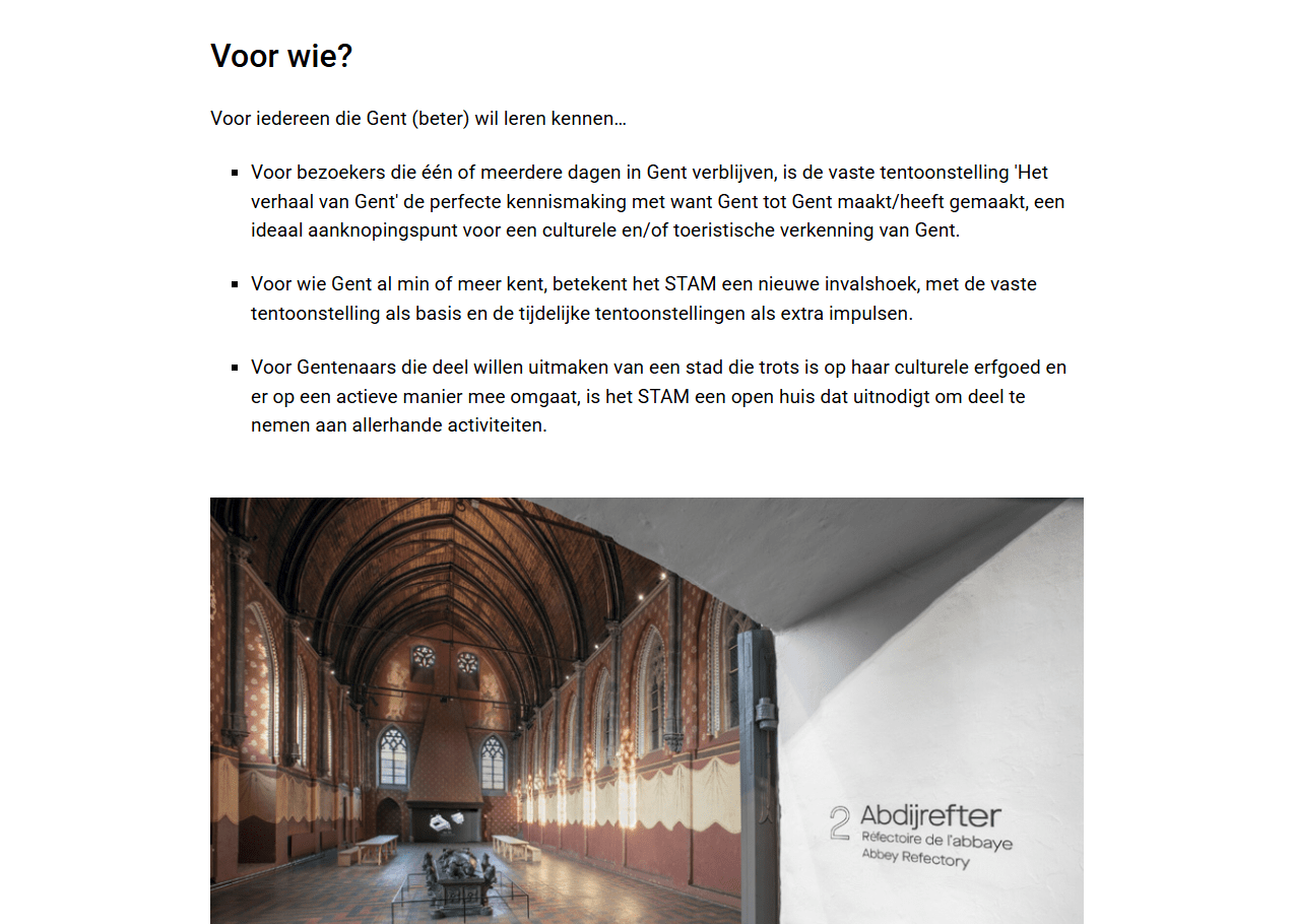 Screenshot of STAM website